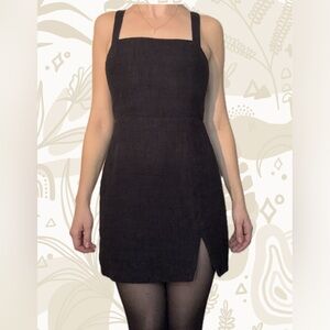 Abercrombie & Fitch Black Square Neck High Slit Mini Dress